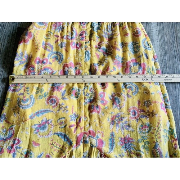 Nanette Lepore Yellow Floral Tiered Lined Sleeveless Button Up Dress Size 8 - Picture 6 of 9